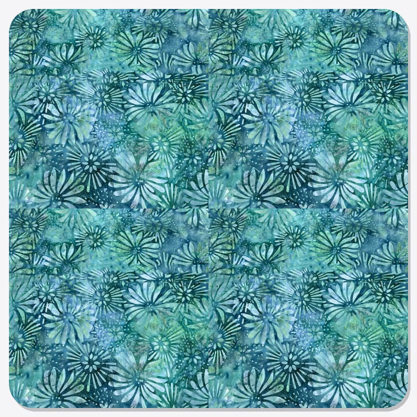 Purple Turquoise Batik Floral Handmade Shopper Bag - fabric composite