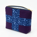 Blue Porcelain Rose Cosmetic Bag with Pansy Purple Lining - product photo