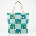 Blue Zoo Animals Herringbone Cotton Tote Bag - product photo