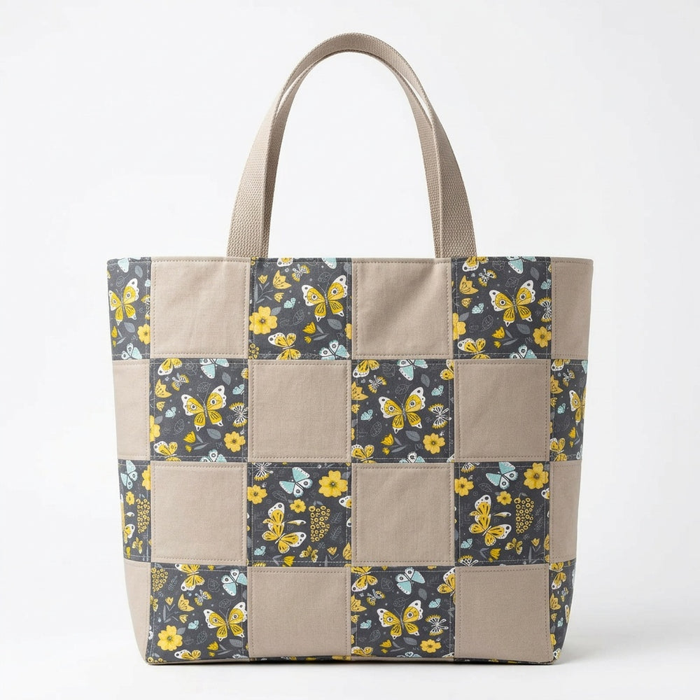 Buzz on the Wing Tote Bag - Sandstone & Bee Print Cotton - product photo