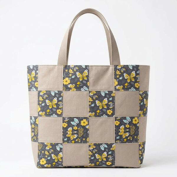Buzz on the Wing Tote Bag - Sandstone & Bee Print Cotton - product photo