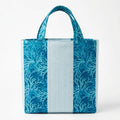 Blue Herringbone & Coral Novelty Cotton Shopper Bag - product photo