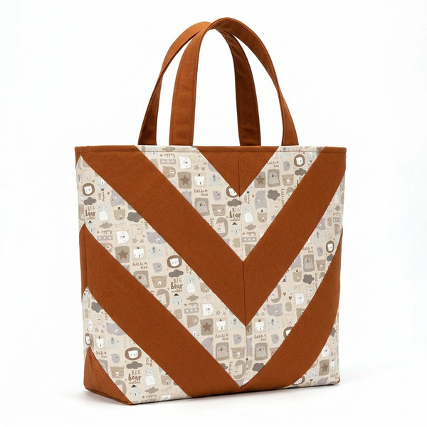 Neutral Bears & Ginger Cotton Tote Bag - product photo