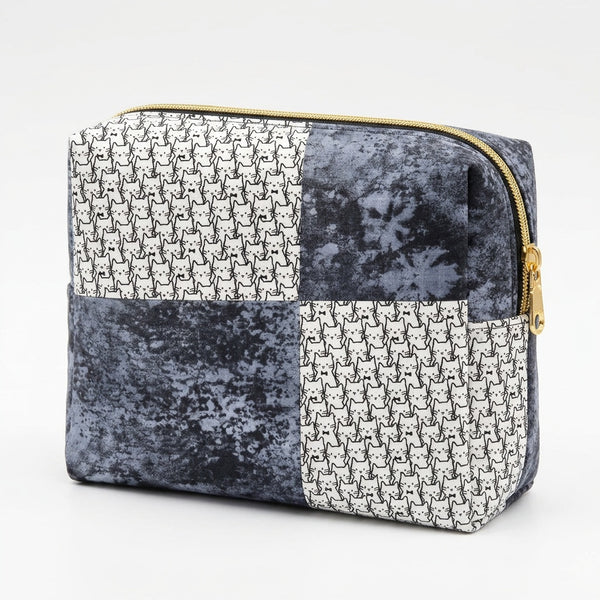 Gray Texture White Cat Clusters Cosmetic Bag - product photo