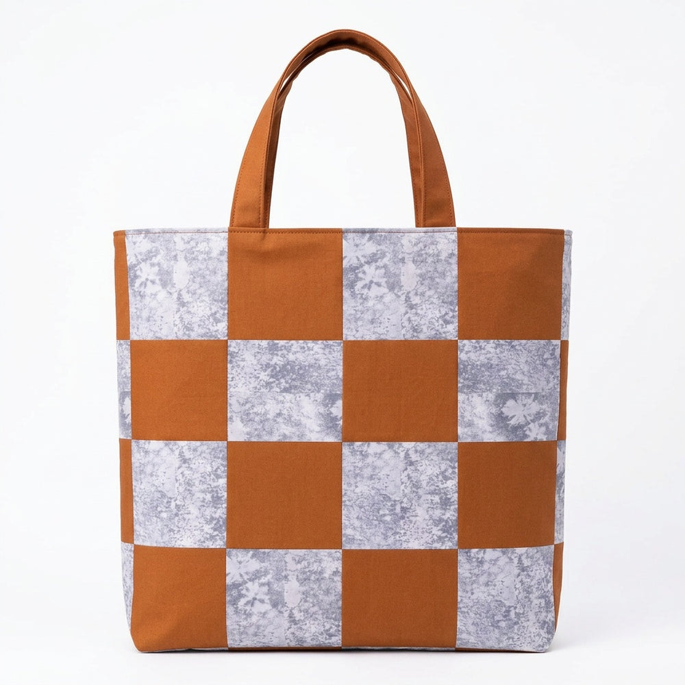 Moonstone Gray & Ginger Cotton Handmade Shopper Bag - product photo