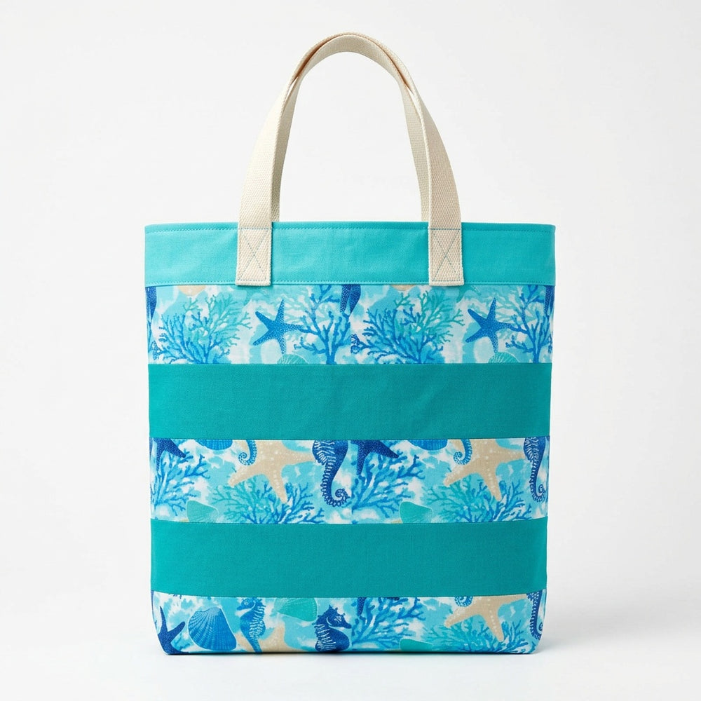 Turquoise Sea Life Surf Cotton Tote Bag - product photo