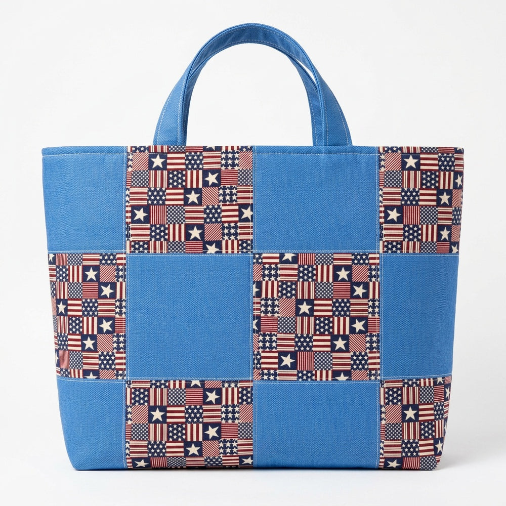 Patriotic Blue Stars & Stripes Handmade Shopper Bag - product photo