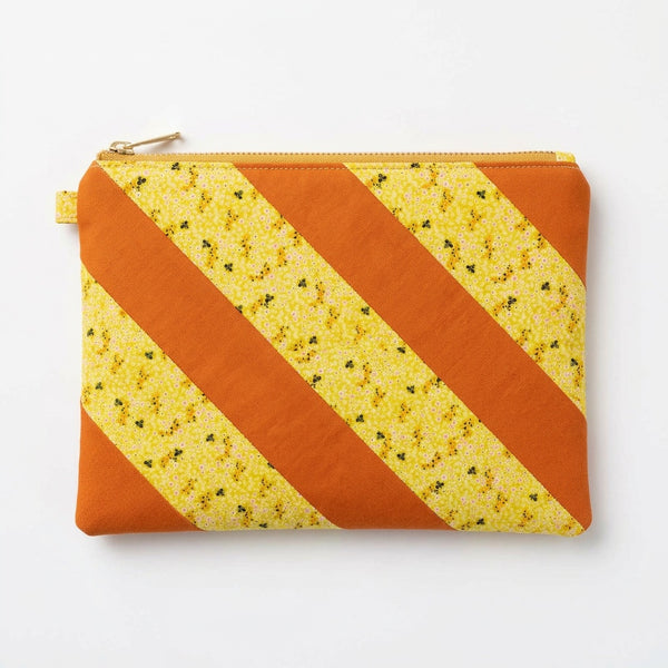 Sunshine Ditzy Floral Zipper Pouch - Handmade Cotton Fabric Accessory - product photo