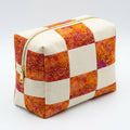 Pink Orange Tie Dye Batik Cosmetic Bag with Muslin Lining - product photo