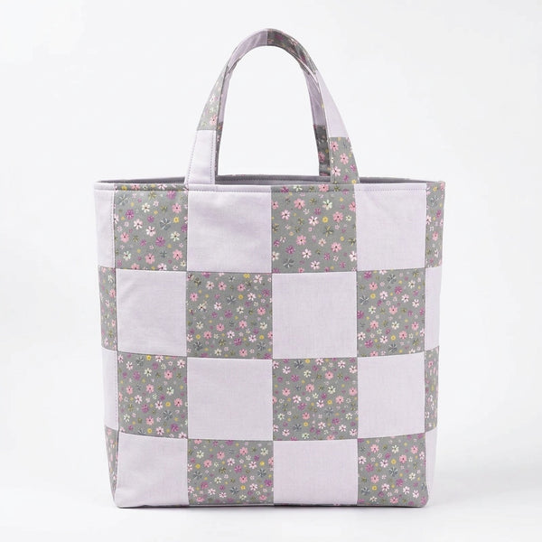 Pink & Gray Floral Handmade Cotton Shopper Bag - product photo