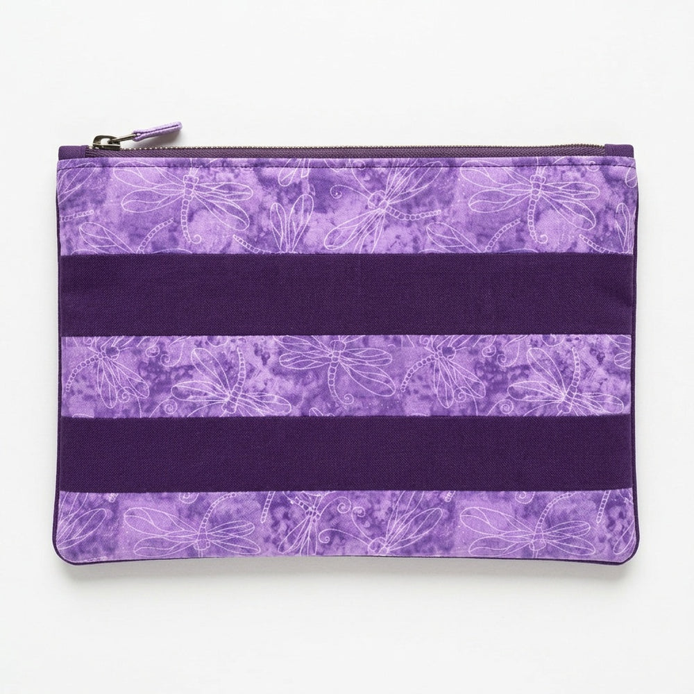 Lavender Dragonfly Zipper Pouch with Pansy Purple Lining - product photo