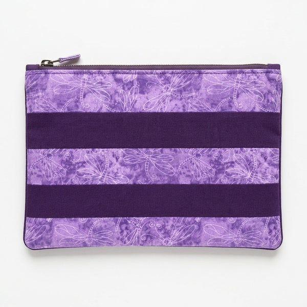 Lavender Dragonfly Zipper Pouch with Pansy Purple Lining - product photo