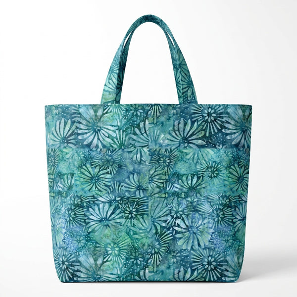 Purple Turquoise Batik Floral Handmade Shopper Bag - product photo