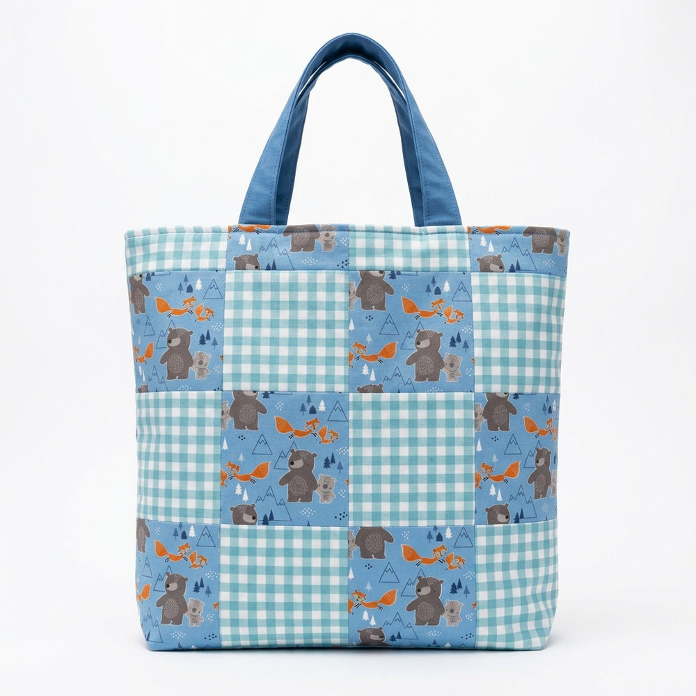 Blue Mountain Friends Flannel Shopper Bag with Gingham Accent - product photo
