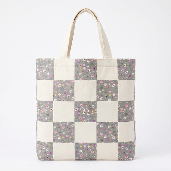 Snow & Pink Floral Cotton Tote Bag - product photo