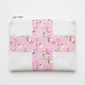 Pink Fairy Herringbone Handmade Fabric Zipper Pouch - product photo