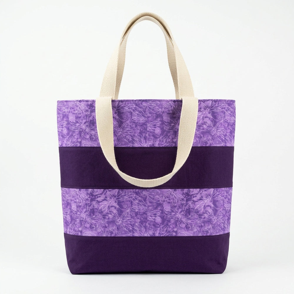 Lavender Dragonfly Handmade Cotton Tote Bag - product photo