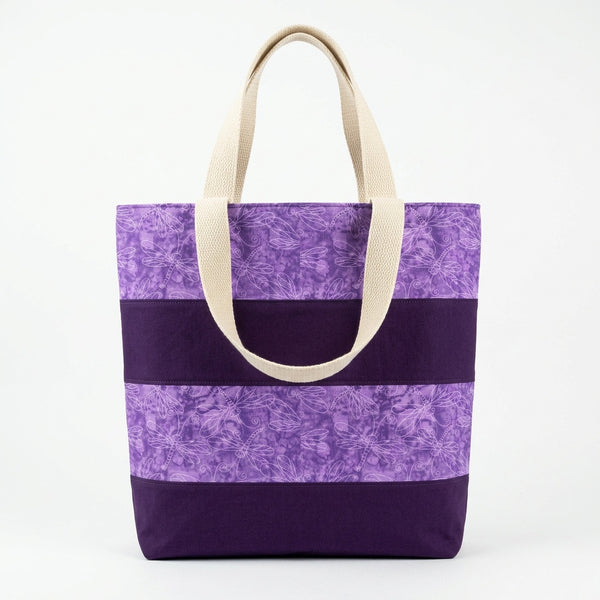 Lavender Dragonfly Handmade Cotton Tote Bag - product photo