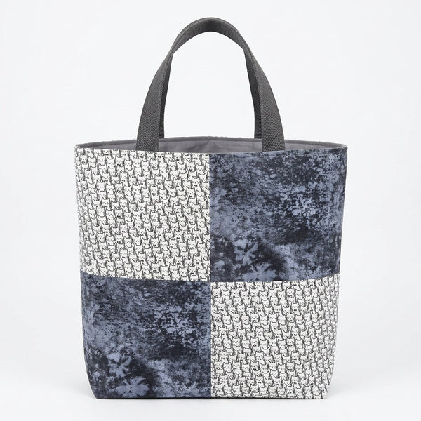Meow White Cat Clusters Gray Texture Handmade Cotton Tote Bag - product photo