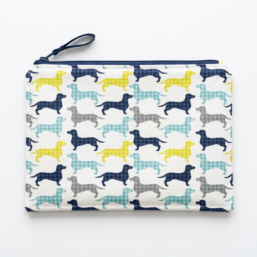 Dachshund Dog Gone It Zipper Pouch - Handmade Cotton Fabric Pouch - product photo