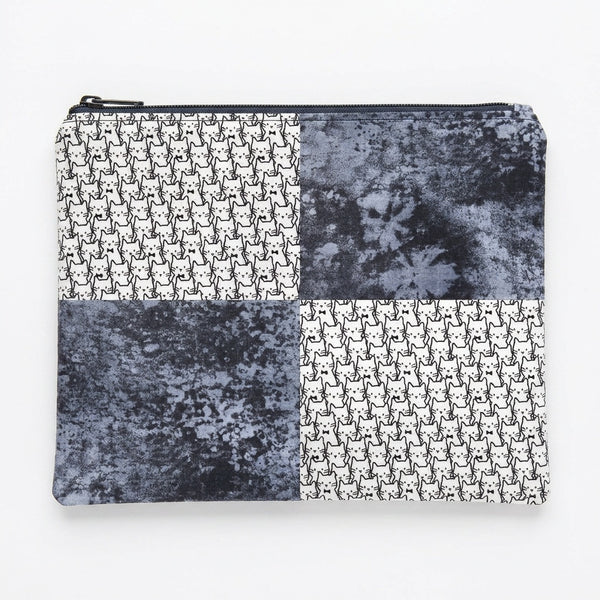 Gray & White Cat Clusters Handmade Zipper Pouch - product photo