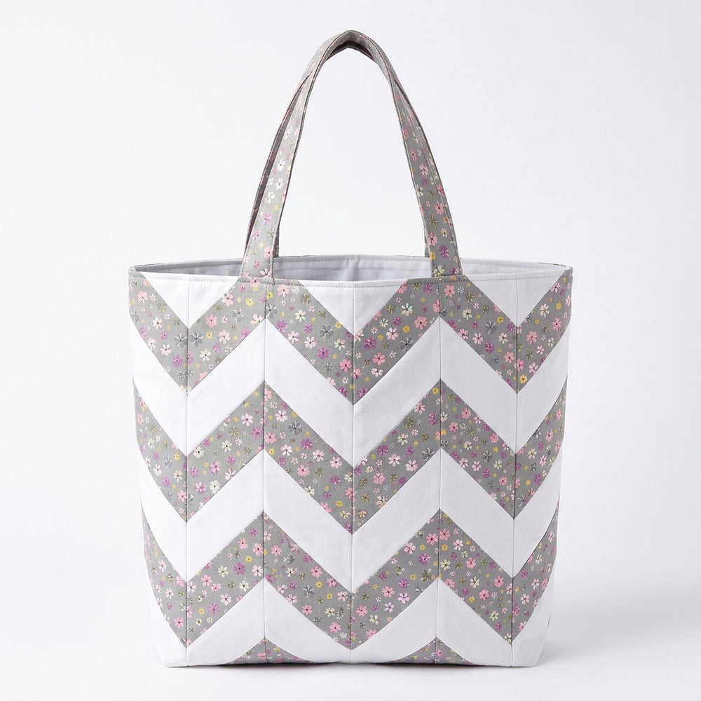 Pink & Gray Floral Handmade Shopper Bag - product photo