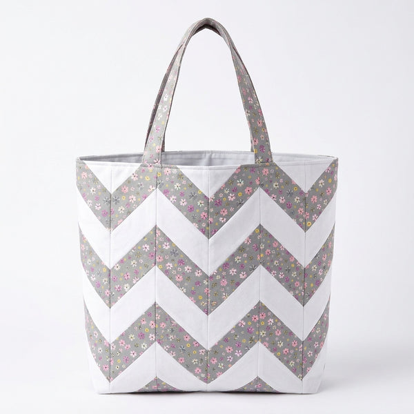 Pink & Gray Floral Handmade Shopper Bag - product photo